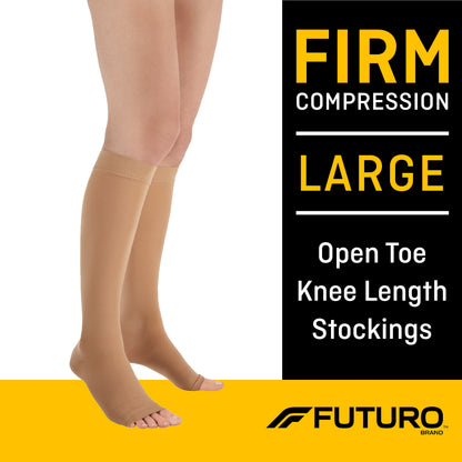 3M™ Futuro™ Compression Stockings, Open Toe, Firm Compression, Unisex, Large, Beige, Knee High