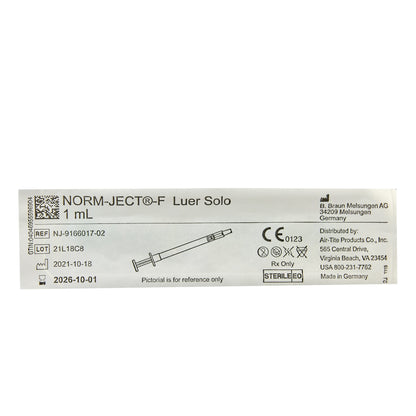 Neurotoxin Syringe Norm-Ject® 1 mL Luer Slip Tip Without Safety