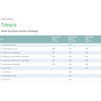 Tubigrip® Pull On Elastic Tubular Support Bandage, 10 Meter, Size F
