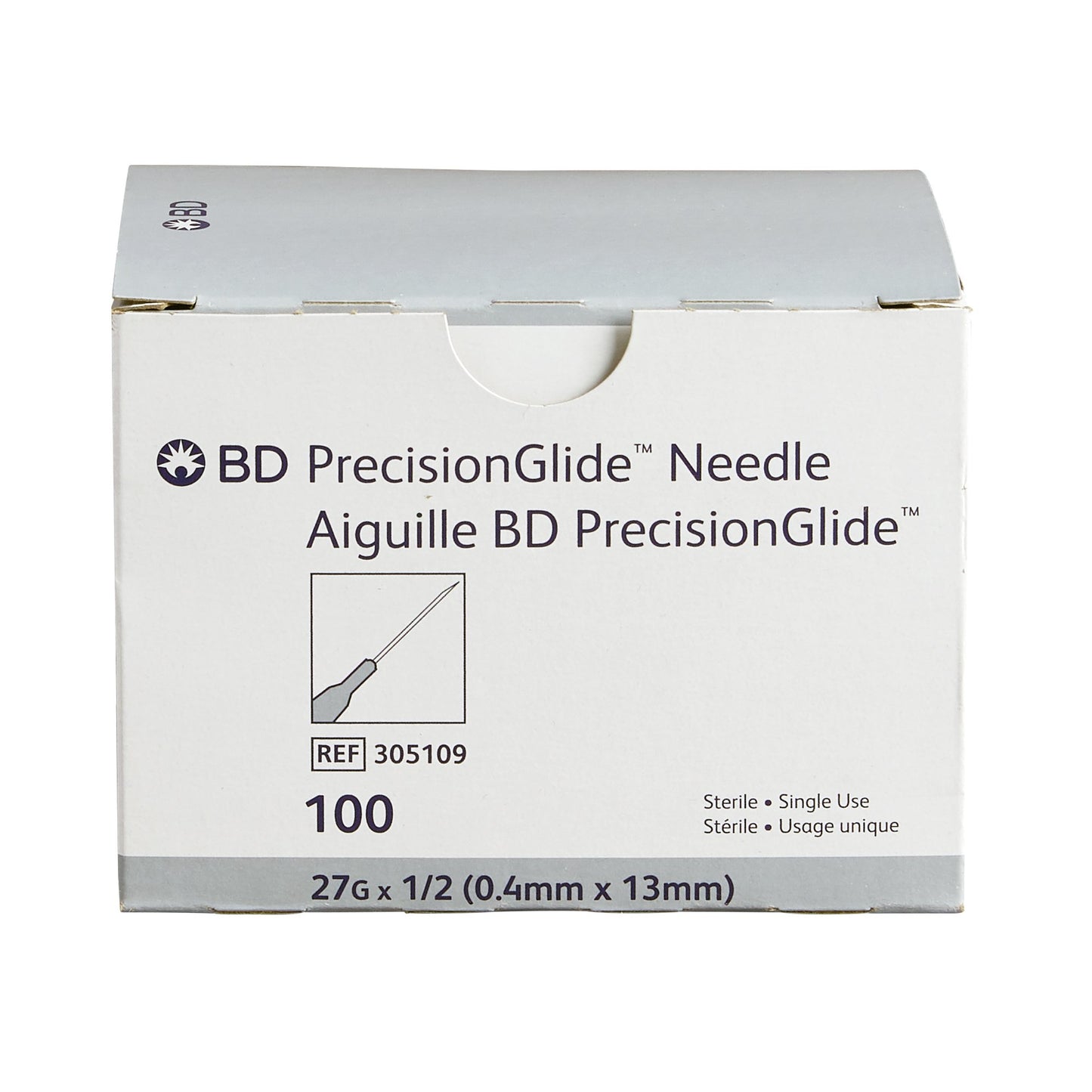 PrecisionGlide™ Hypodermic Needle, 27 Gauge, 1/2 Inch Length