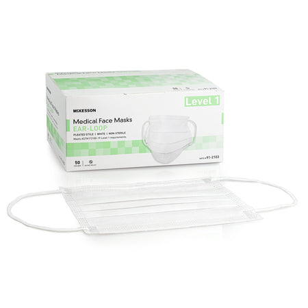 McKesson 91-2103 ASTM Level 1 Medical Face Masks, White