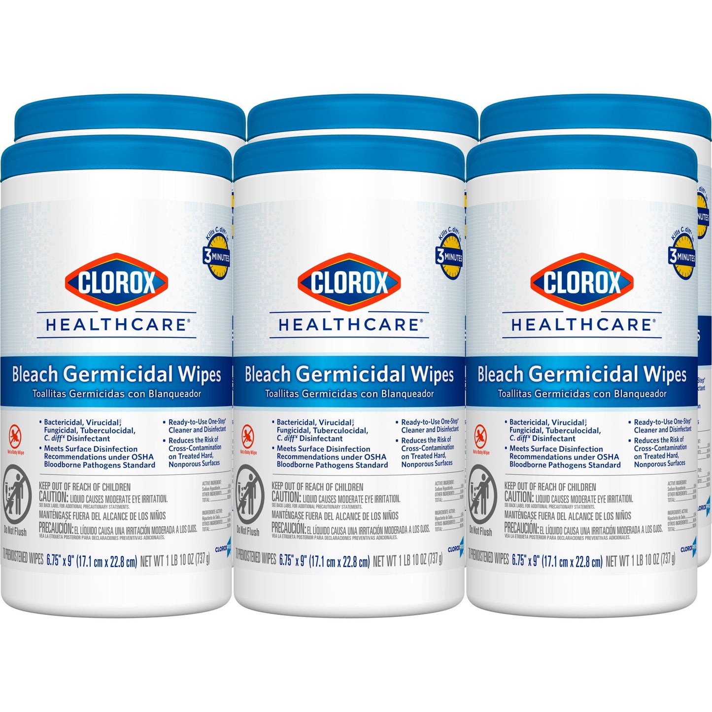 Clorox Healthcare® Bleach Germicidal Wipes, Canister, 70 ct.