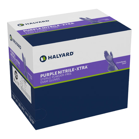 Halyard 14259 Purple Nitrile-Xtra Extended Cuff Length Exam Glove, Extra Small, Purple