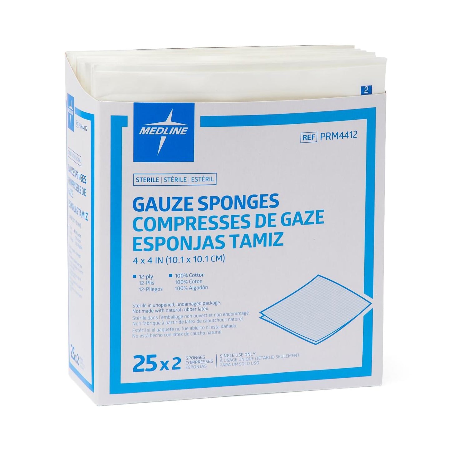 Medline Sterile Gauze Sponge, 4 x 4 Inch, 12-Ply