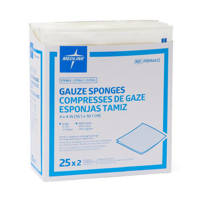 Medline Sterile Gauze Sponge, 4 x 4 Inch, 12-Ply