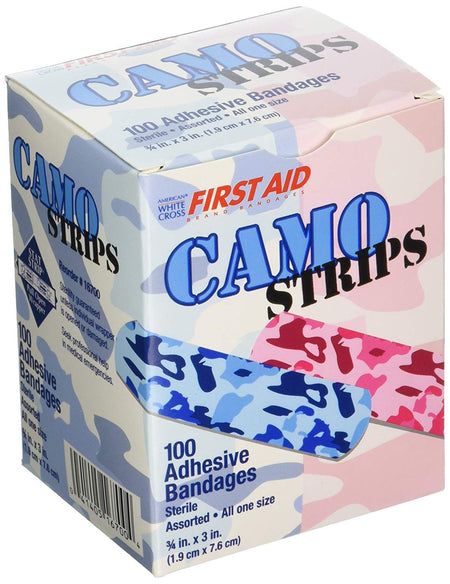 Dukal 16700 American White Cross Stat Strip Kid Design (Blue / Pink Camo) Adhesive Strip