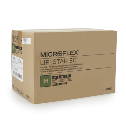 LifeStar™ EC Nitrile Extended Cuff Length Exam Glove, Medium, White / Blue