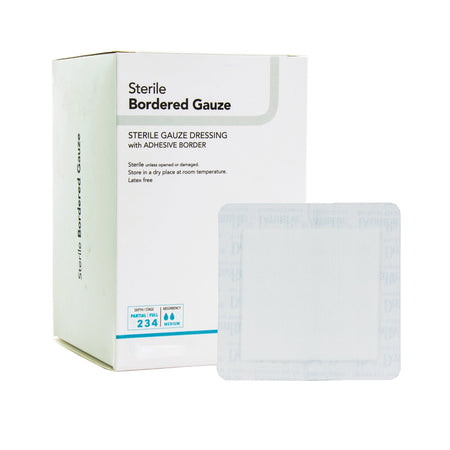 DermaRite 00261E Bordered Gauze White Adhesive Dressing, 2 x 2 Inch
