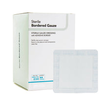 DermaRite® 00261E Bordered Gauze White Adhesive Dressing, 2 x 2 Inch