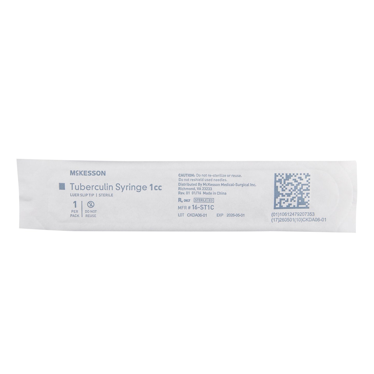 McKesson Tuberculin Syringe, 1 mL