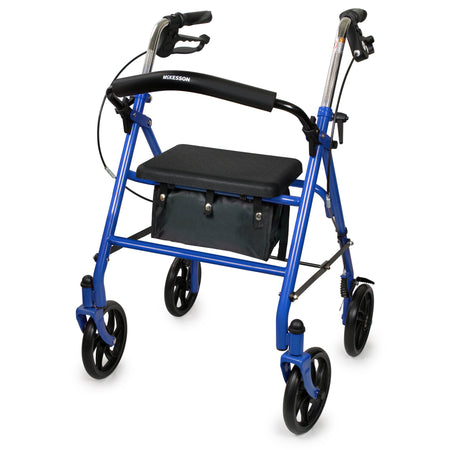 McKesson 146-10257BL-1 Folding Steel Four-Wheel Rollator, Blue