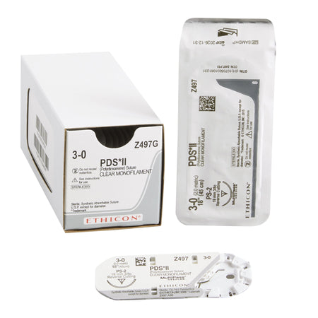 Ethicon Z497G PDS II Polydioxanone Absorbable Suture with Needle, Precision Reverse Cutting