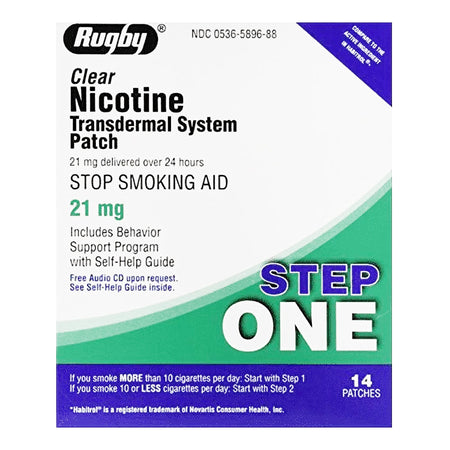 Major Pharmaceuticals 536589688 Rugby Nicotine Polacrilex Stop Smoking Aid Transdermal Patch