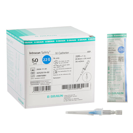 Introcan Safety® Peripheral IV Catheter, 22 Gauge, Straight