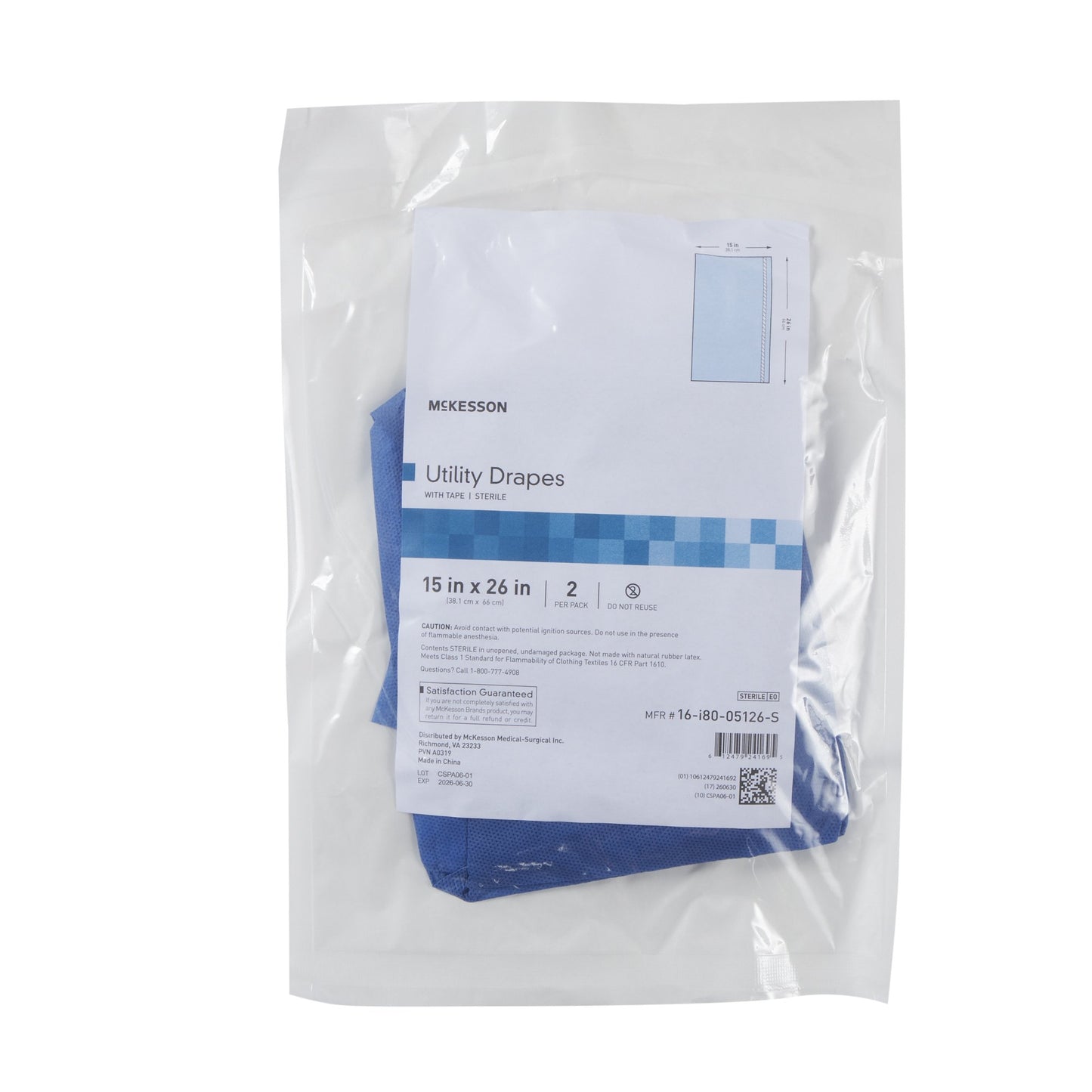 McKesson Sterile Utility Drape with Tape, 15 x 26 Inch