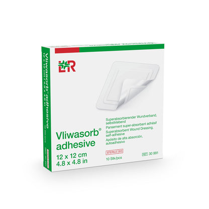 Super Absorbent Dressing Vliwasorb® Border Polyacrylate Adhesive 5 X 5 Inch Square