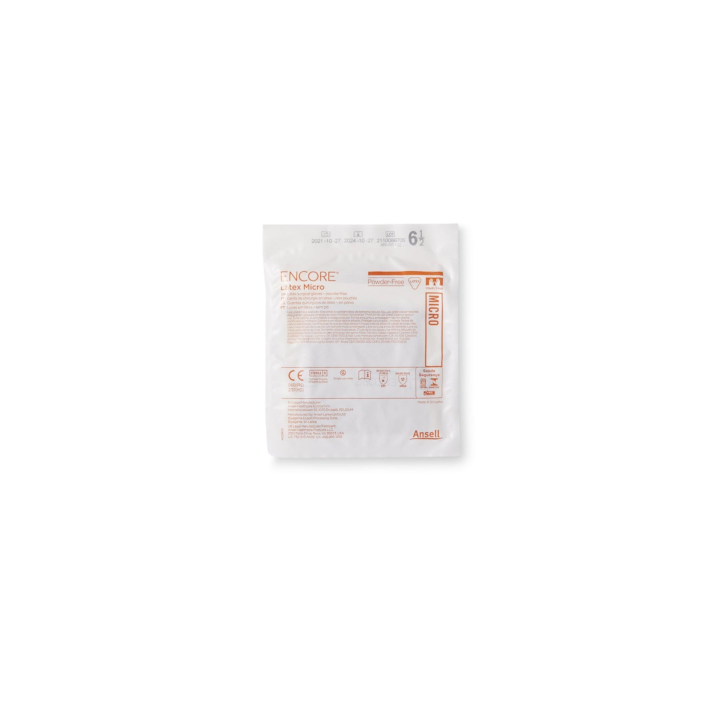 Encore® Latex Micro Surgical Glove, Size 6.5, Brown