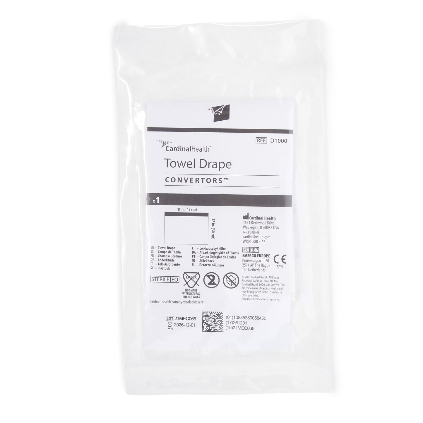 Cardinal Health™ Sterile Towel Drape, 18 x 12 Inch