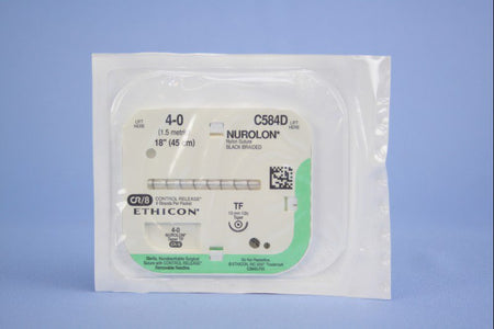Ethicon 333051 Nurolon Nylon Nonabsorbable Suture with Needle, Taper Point Braided