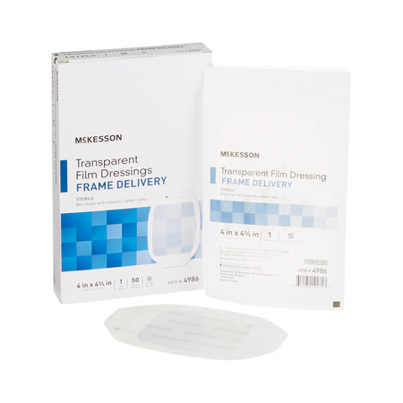McKesson 4986 Octagonal Sterile Dressing with Frame-Style Delivery, 4 x 4-3/4 Inch