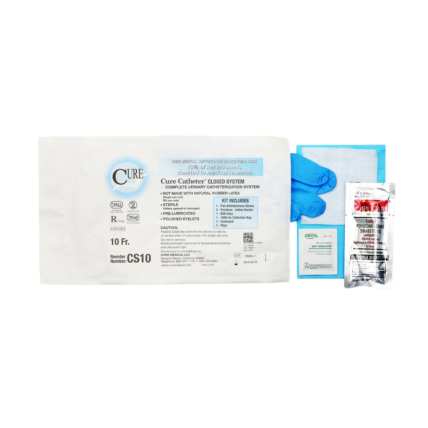Cure Catheter™ Intermittent Catheter Kit, 10 Fr.