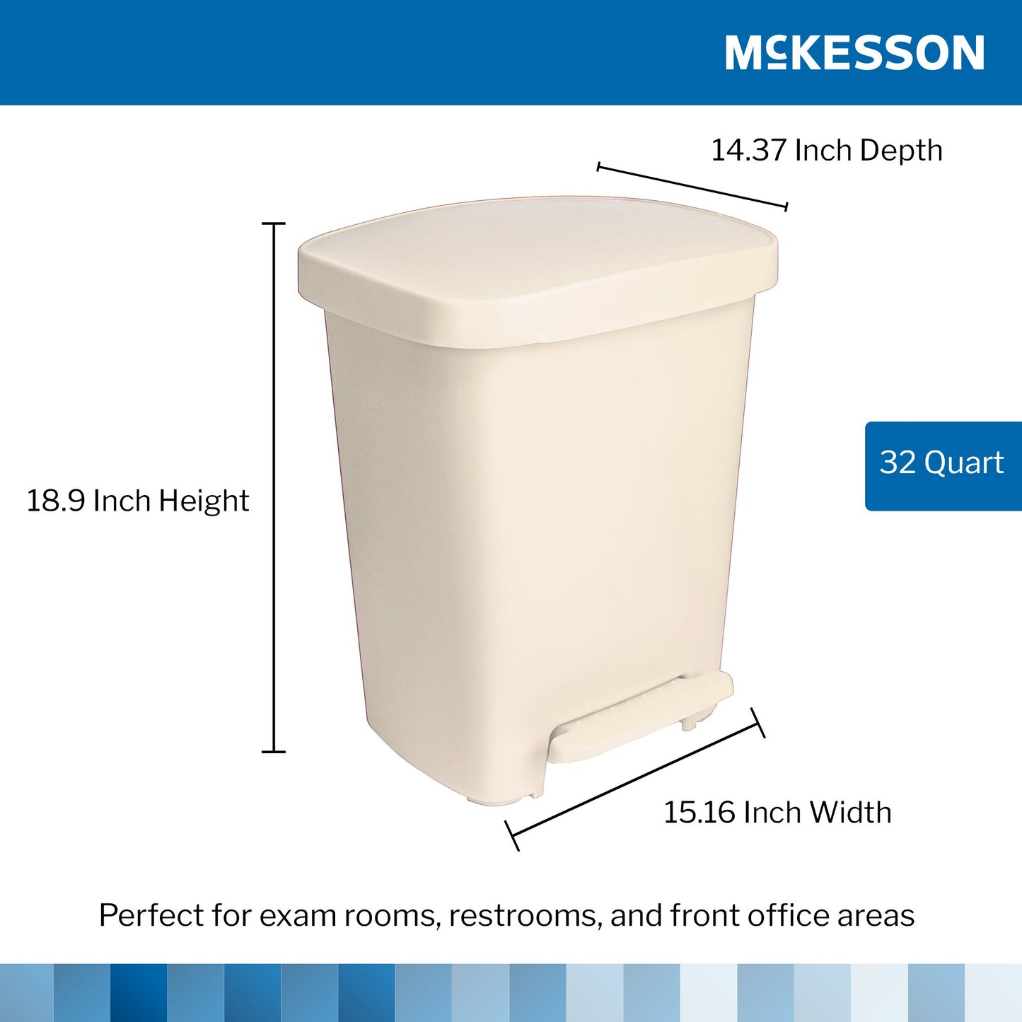 Trash Can McKesson 32 Quart / 8 gal. Beige Plastic Rectangular