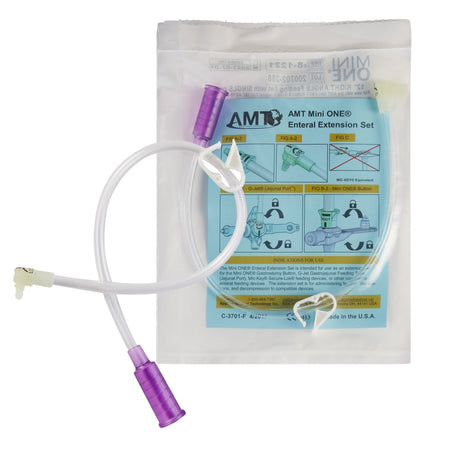 Applied Medical Technology Inc 8-1221 Mini ONE Right Angle Connector With Bolus Adapter, 12 Inch, Purple