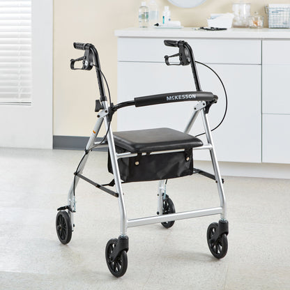 McKesson Folding Aluminum Four-Wheel Rollator, Silver