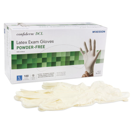McKesson 14-318 Confiderm Latex Exam Glove, Large, Ivory