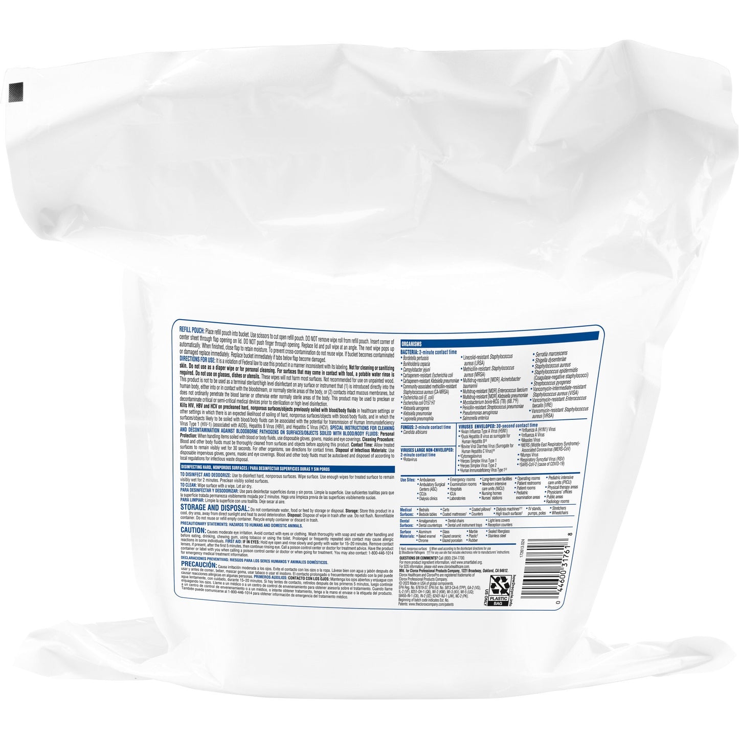 Clorox Healthcare® VersaSure® Cleaner Disinfectant Wipes, Refill Pouch
