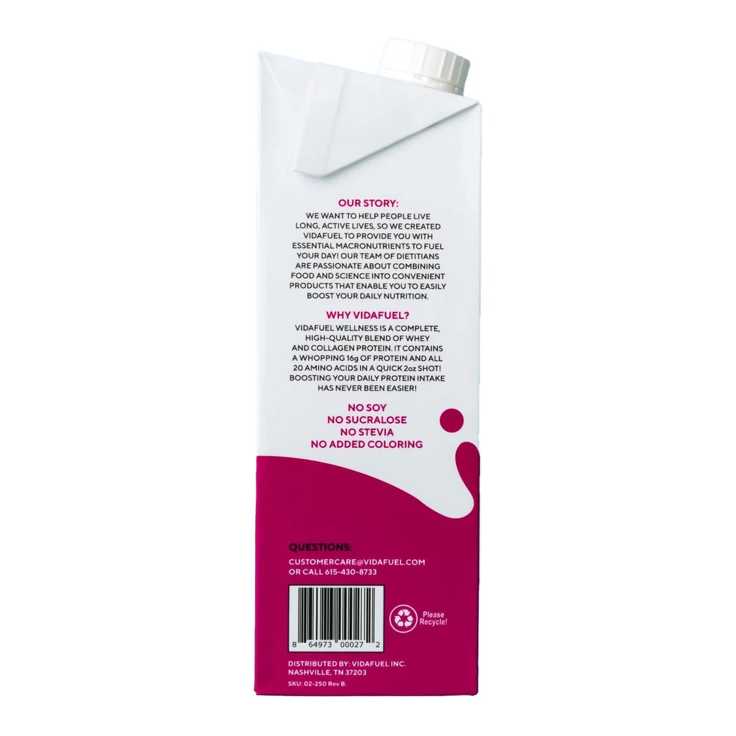 Vidafuel Wellness Protein Drink with Collagen and Whey, Berry Delight Flavor