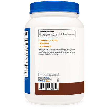 Oral Supplement Nutricost Whey Protein Concentrate Chocolate Flavor Powder 1.5 lb. Canister