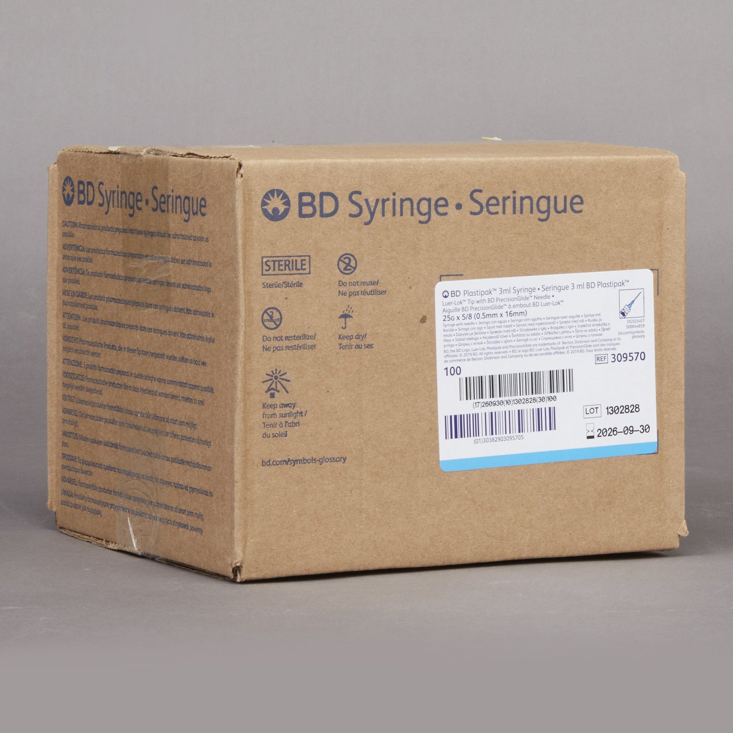 PrecisionGlide™ Syringe with Hypodermic Needle, 25 Gauge, 5/8 Inch