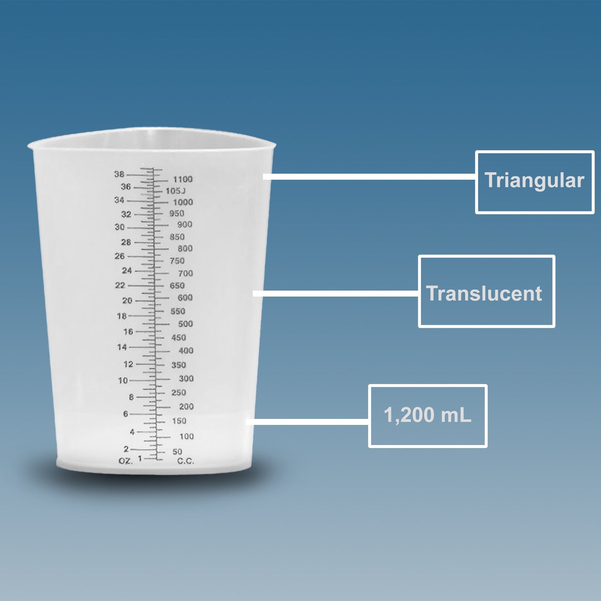 Plasti-Grad Graduated Beaker, 1,200 mL by Plasti-Products product image - view 2