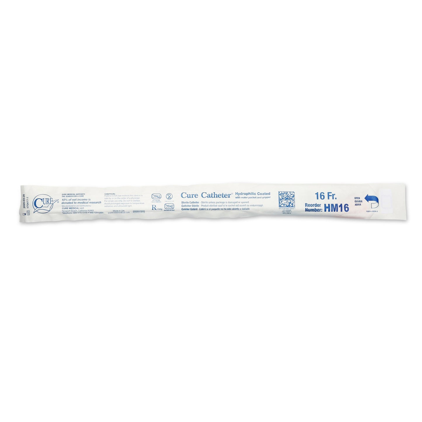Hydrophillic Cure Catheter® for Men, 16 Fr., Straight