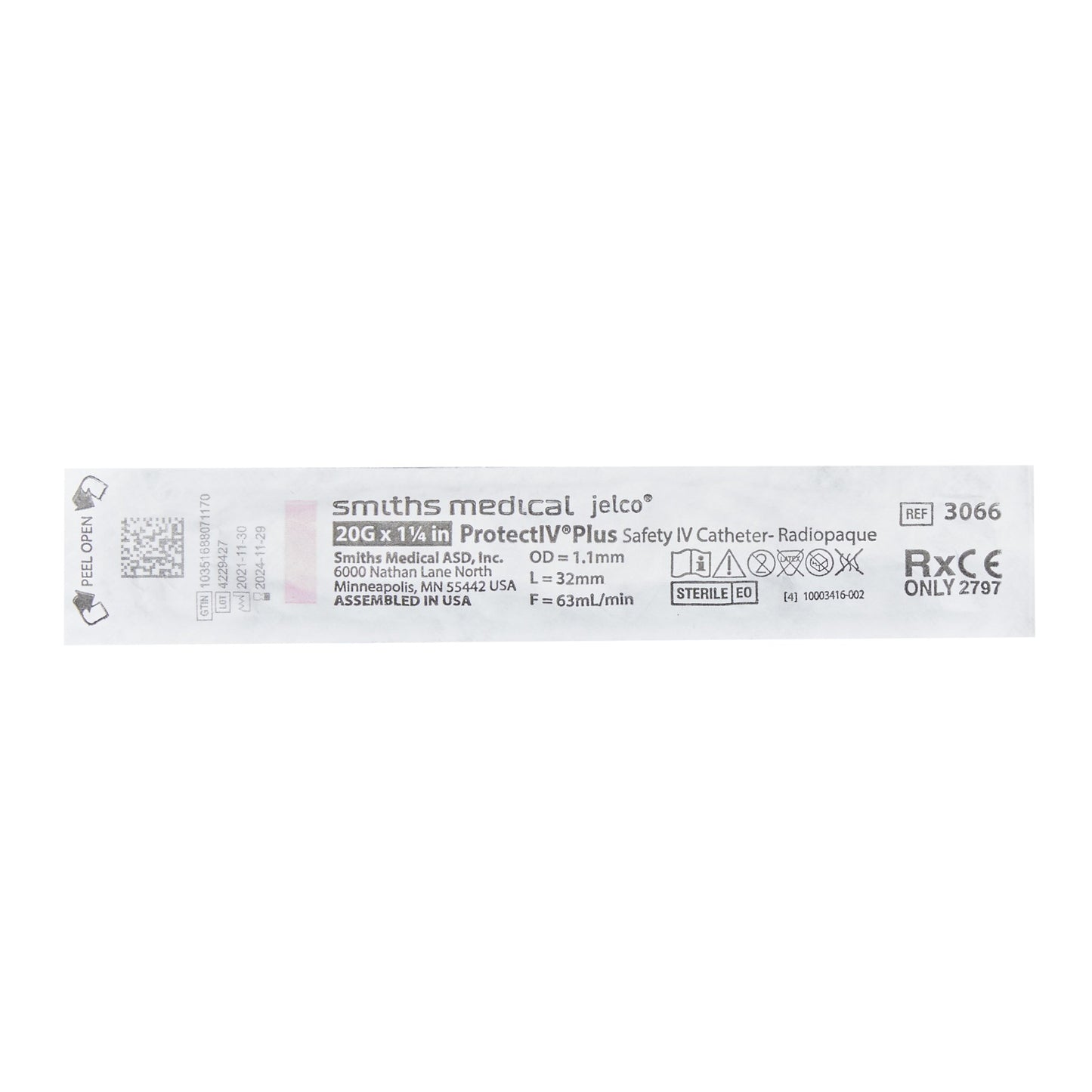 Protectiv® Plus Peripheral IV Catheter, 1.25 in., 20 Guage