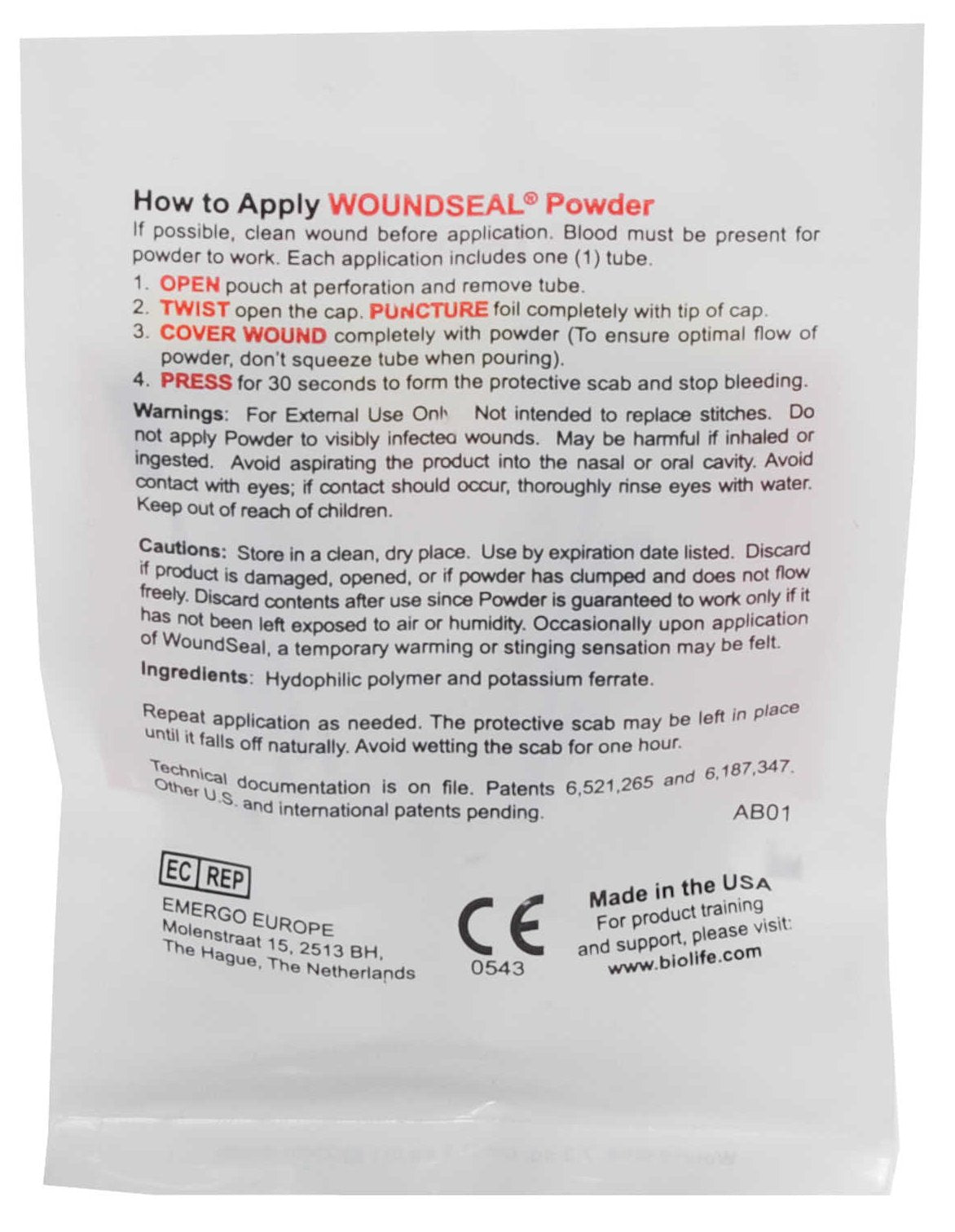 Hemostatic Agent Wound Seal® 2 per Pack Sterile