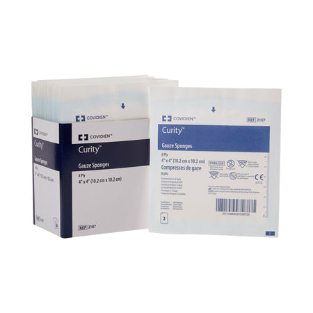 Cardinal 2187 Curity Sterile USP Type VII Gauze Sponge, 4 x 4 Inch, 8-Ply