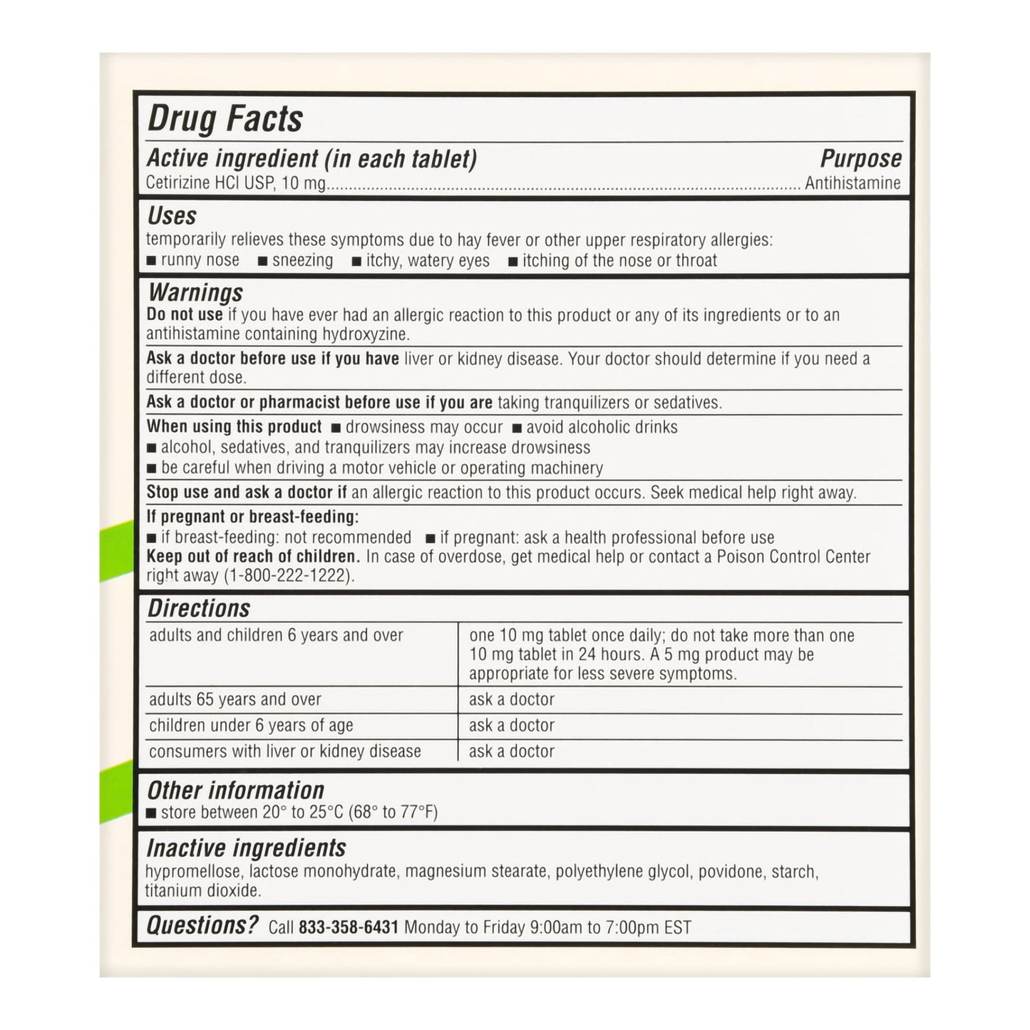 Foster & Thrive™ 24 Hour All Day Allergy Cetirizine HCl USP 10 mg Tablets