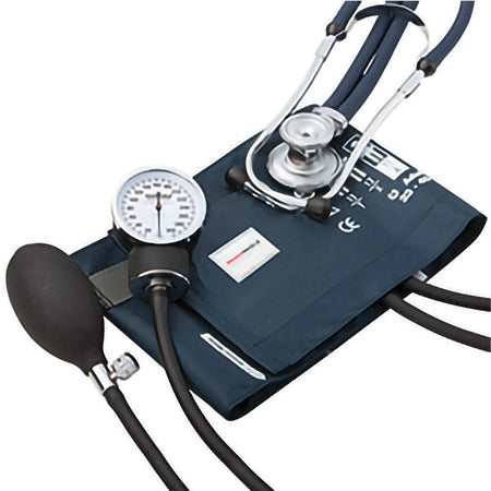 McKesson 768-641-11ANMM Aneroid Sphygmomanometer/Sprague Combo Kit, 23 - 33 cm Cuff, Dark Blue