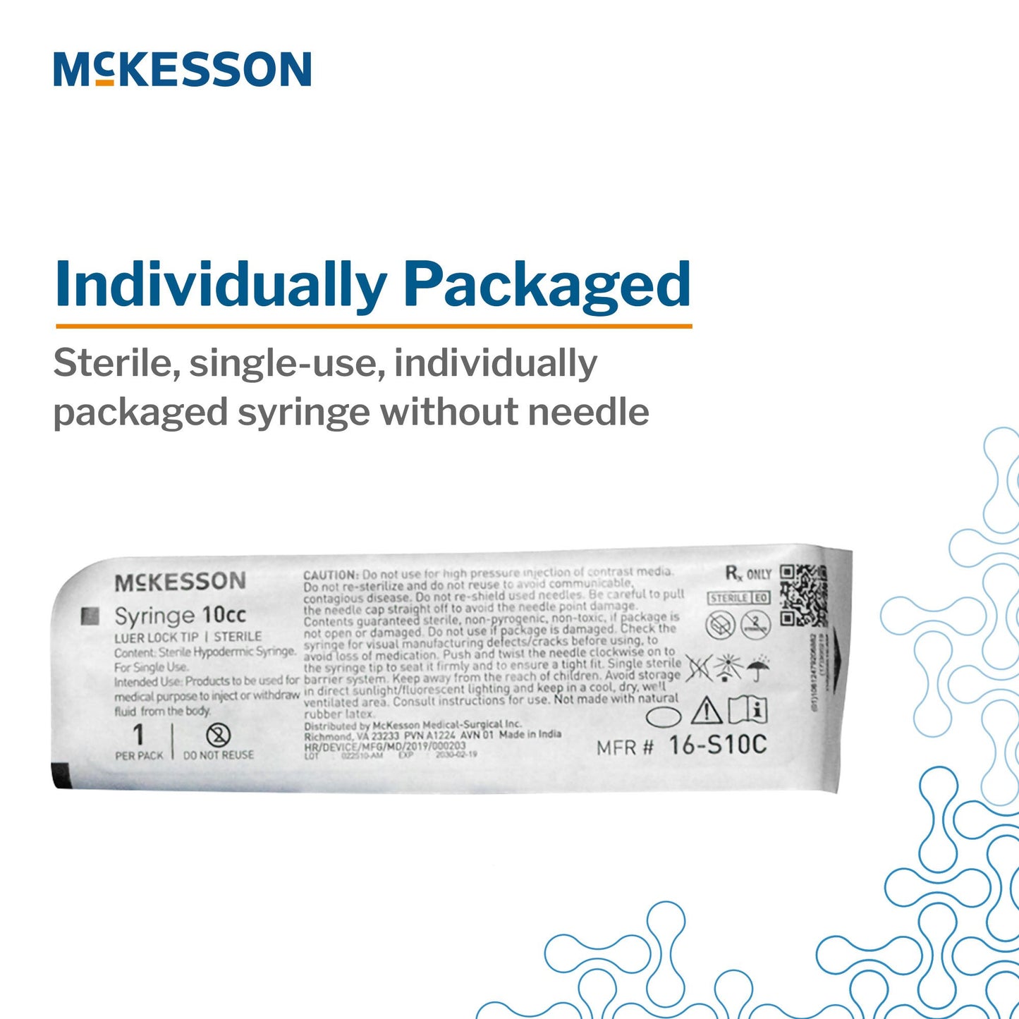 General Purpose Syringe McKesson 10 mL Luer Lock Tip Without Safety