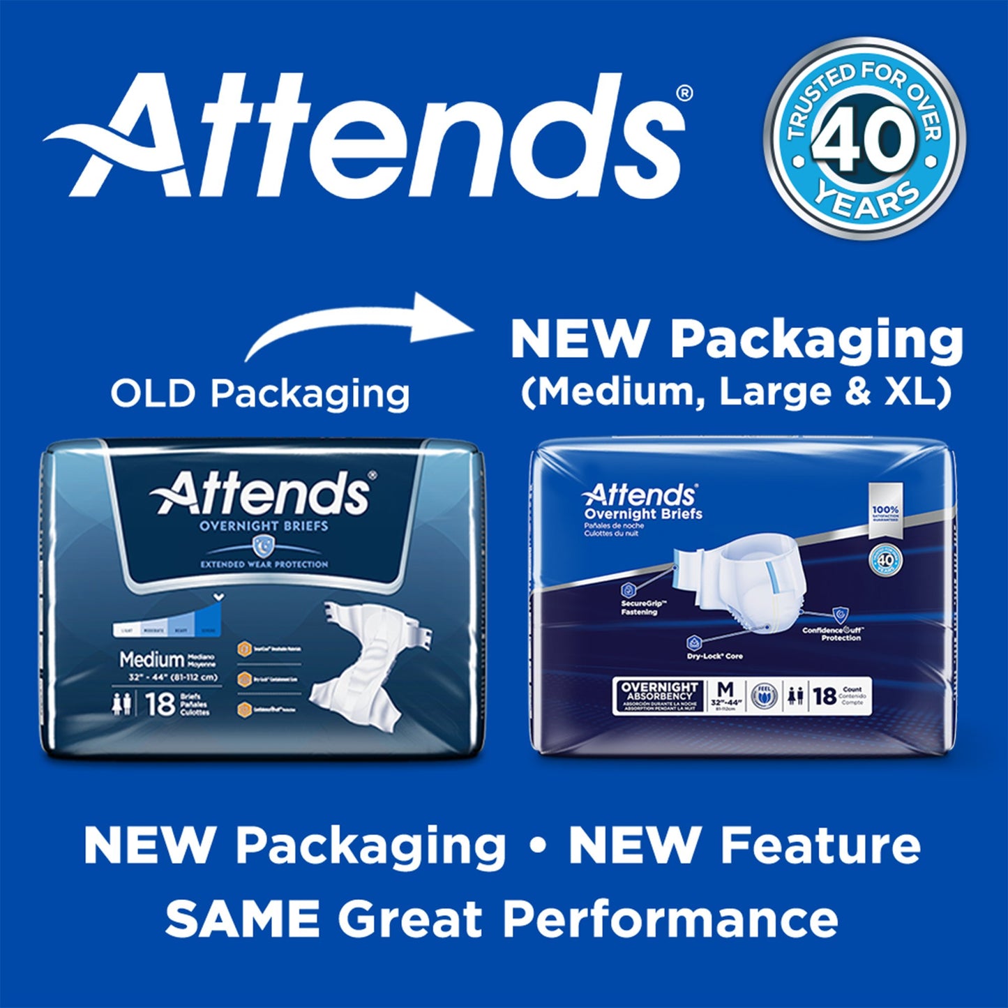Attends® Briefs with Overnight Protection, Medium
