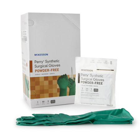 McKesson 20-2580N Perry Performance Plus Polychloroprene Surgical Glove, Size 8, Green