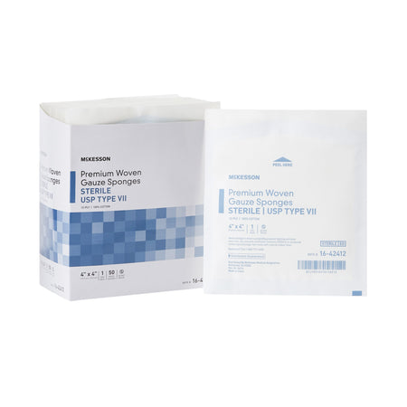McKesson 16-42412 Sterile USP Type VII Gauze Sponge, 4 x 4 Inch, 12-Ply