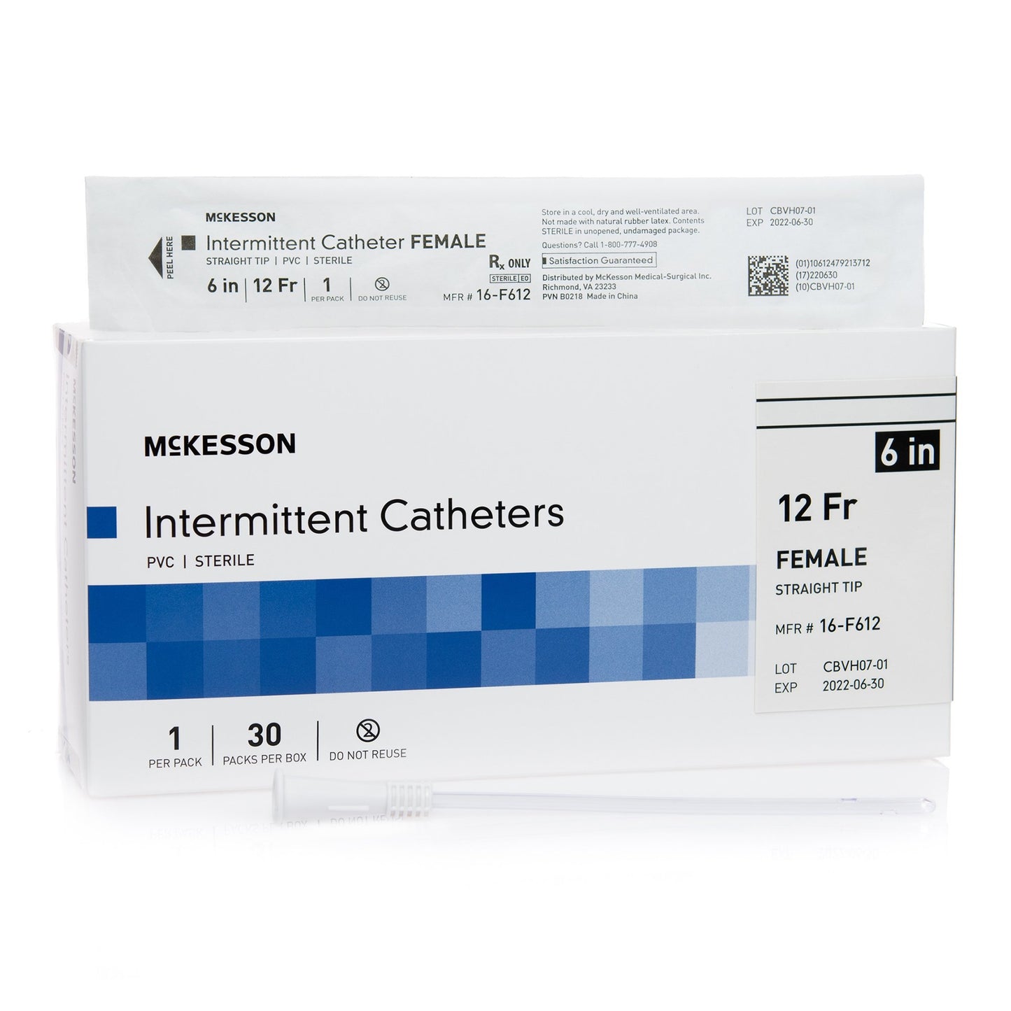 McKesson Urethral Catheter, 12 Fr., Female, Straight