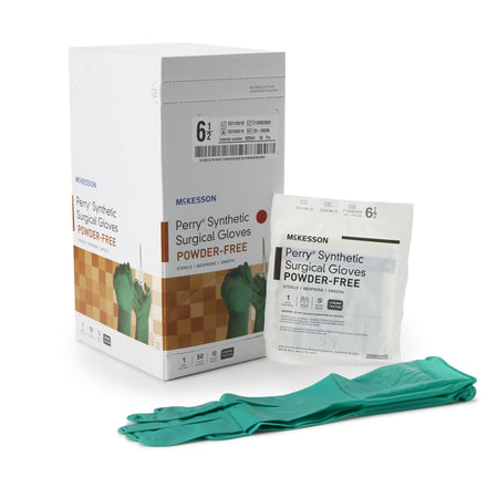 McKesson 20-2565N Perry Performance Plus Polychloroprene Surgical Glove, Size 6.5, Green