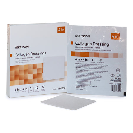 McKesson 16-1852 Collagen Dressing, 4 x 4 Inch, Up to 4 Inch Length, White