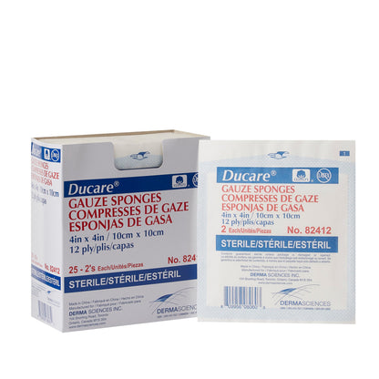 Ducare Sterile Gauze Sponge, 4 x 4 Inch, 12-Ply