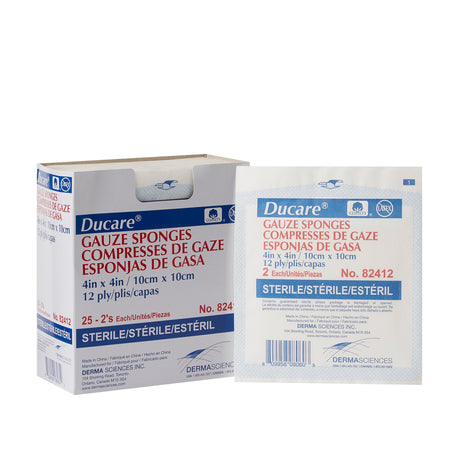 Gentell 82412 Ducare Sterile Gauze Sponge, 4 x 4 Inch, 12-Ply