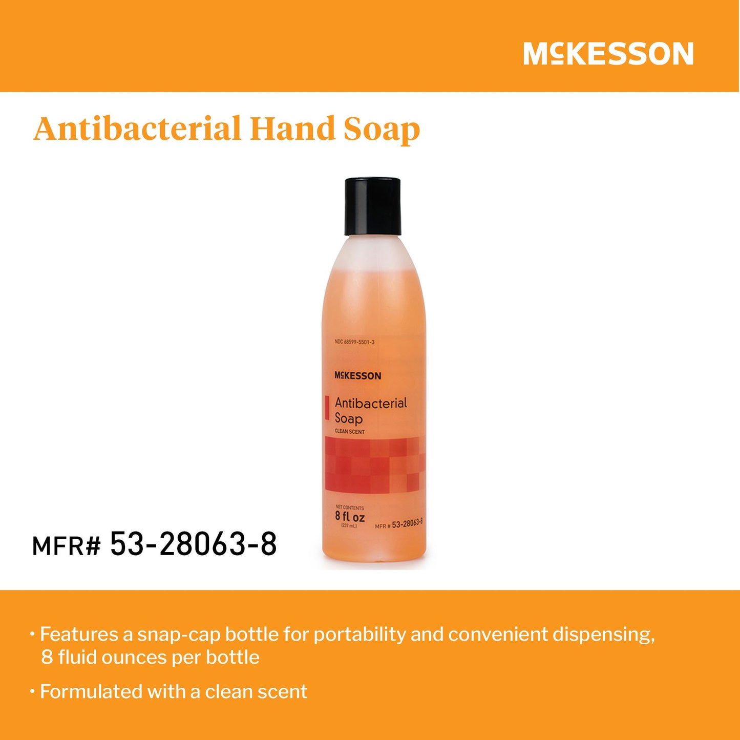 McKesson Clean Scent Antibacterial Soap, 8-ounce bottle